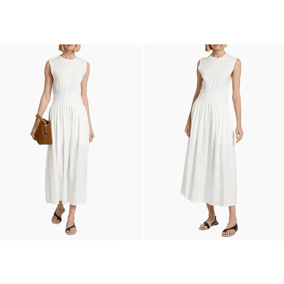 NWT Toteme Sleeveless Cotton Jersey Crew Neck Midi Tee Dress Off White M $290 - Picture 1 of 10